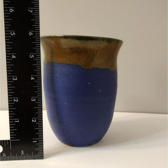 Handcrafted Blue Brown Pottery Vase, Signed Molly Watson, Molly Wat Ceramics Art - Picture 4 of 8